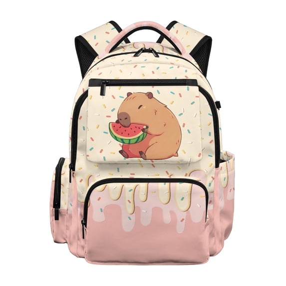 HELLHERO Melting Cream Casual Daypack with Adjustable Padded Straps, Breathable Waterproof 17 Inch School Bookbag for Daily Use Outdoor