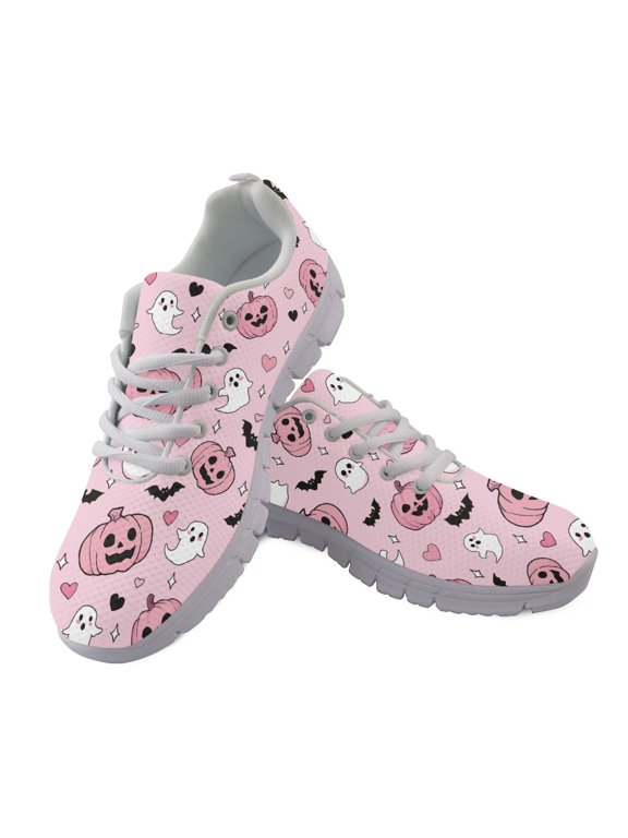 Mesh Running Shoes for Jogging, Casual Breathable Walking Shoes for Men, Pumpkin Ghost Bat