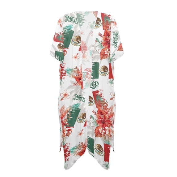 HELLHERO Mexican Tropical Floral Kimono Swimsuit Cover Up - Lightweight Breathable Beach Cardigan for Women's Summer Vacation & Pool Party