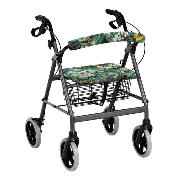HELLHERO Moisture Wicking Rollator Seat Covers with Easy to Clean and Easy to Use Polyester Fabric, Marble Pattern Flower