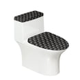 thumbnail image 1 of HELLHERO Monochrome Pattern Toilet Lid Dust Cover Set, Stays in Place Dust-Proof Polyester Fabric Toilet Cover Set, 1 of 7