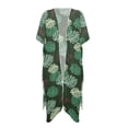 thumbnail image 1 of HELLHERO Monstera Leaf Print Bathing Suit Cover Up High Quality Fabrics Vacation Vibe Free Size Long Kimono Swimsuit Cover Up for Women, 1 of 6