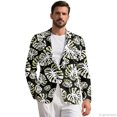 thumbnail image 1 of HELLHERO Monstera Leaves Slim Fit Long Sleeve Outwear Blazer, Retro Polyester Men's Suit Jacket for Prom Summer, 1 of 8