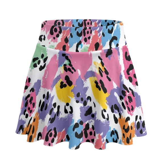HELLHERO Multicolor Spot Pattern Built-in Shorts Tennis Skirt, 2 Side Pockets Stretchy Polyester Spandex Athletic Golf Skort for Yoga Pickleball Jogging