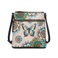 thumbnail image 1 of HELLHERO Multiple Zipper Pockets Shoulder Bag for Daily and Travel, PU Leather Waterproof Women's Shoulder Crossbody Purse, Butterfly Floral Print, 1 of 7