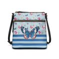 thumbnail image 1 of HELLHERO Multiple Zipper Pockets Shoulder Bag for Shopping and Work, PU Leather Waterproof Women's Shoulder Crossbody Purse, Butterfly Stripe Pattern, 1 of 7