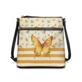 thumbnail image 1 of HELLHERO Multiple Zipper Pockets Shoulder Bag for Travel Daily, PU Leather Spacious Women's Shoulder Crossbody Purse, Golden Butterfly Floral Stripe, 1 of 7