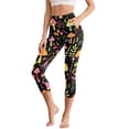 thumbnail image 1 of HELLHERO Mushroom Floral Printed Capri Leggings for Women High Waisted Yoga Pants Breathable Workout Leggings for Sports, XS, 1 of 7