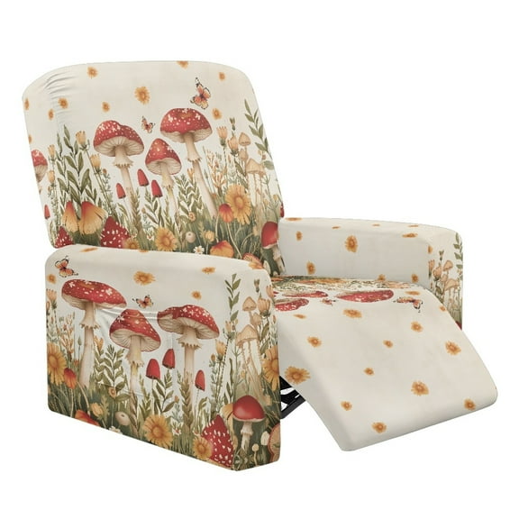 HELLHERO Mushroom Flower Print Lazyboy Recliner Chair Covers for Reclining Chair Skin Friendly Stretchy Couch Cover for Reclining Sofa