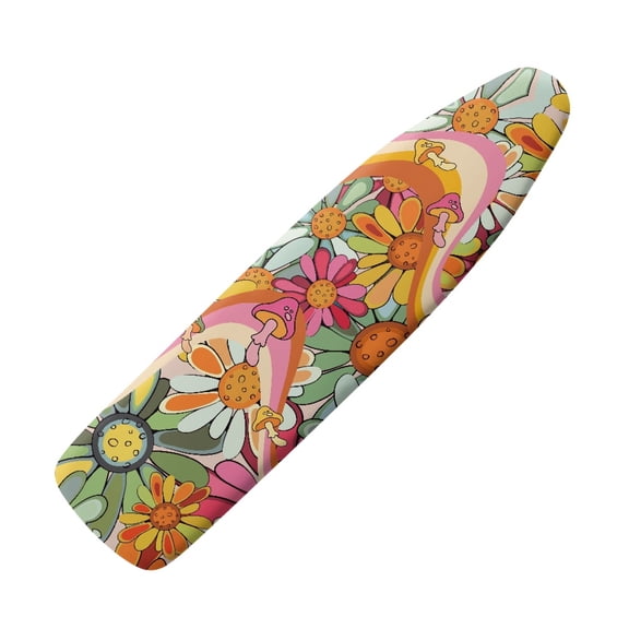HELLHERO Mushroom Flowers Print Ironing Protector for Ironing Board Scorch Resistant Iron Board Cover with Cozy Nose Pocket Fits Standard 54" x 15" Inch Boards