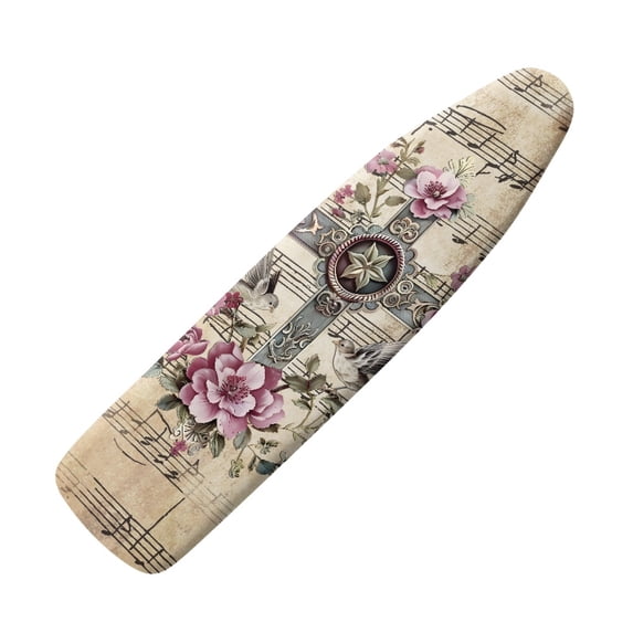 HELLHERO Musical Cross Floral Decorative Design Ironing Board Cover Cozy Nose Pocket Replacement Elastic Edge Fabric for Laundry Room