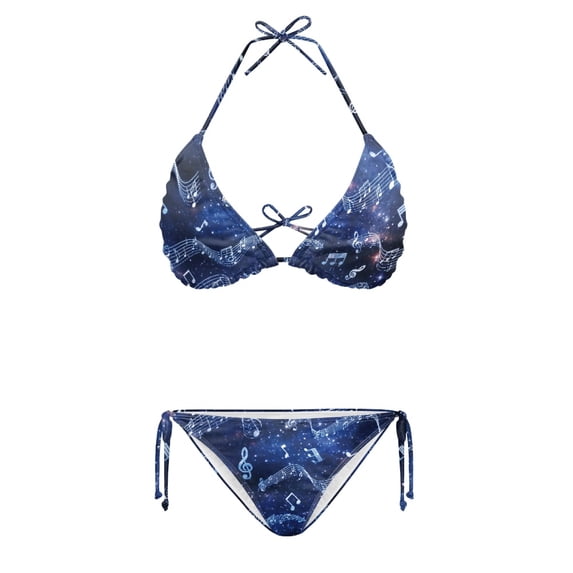 HELLHERO Musical Note Pattern Soft Fabric Swimsuits for Women Plus Size Elastic String Plus Size Design Skin Friendly and Breathable