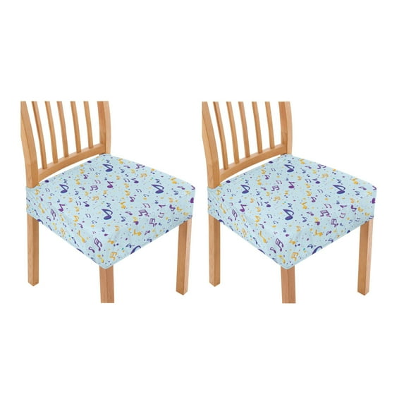 HELLHERO Musical Note Print Dining Chair Seat Covers Set of 2, Anti Scratch Chair Cover Seat for Kitchen, Removable Dining Chairs Slipcover, Home Decor, Blue