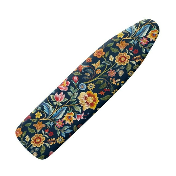 HELLHERO Navy Background Arts and Crafts Ironing Board Cover, Replacement Only, Detailed Red and Gold Flower Pattern, Traditional Textile Print (No Board)