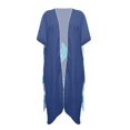 thumbnail image 1 of HELLHERO Navy Blue Geometric Arrow Kimono Cover Up - Lightweight Breathable Long Beachwear for Summer Vacation, Pool & Resort - Women's Loose Fit Swimsuit Coverup, 1 of 6