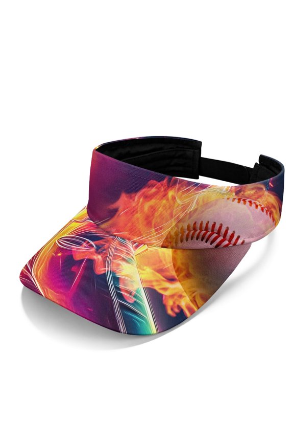 Neon Baseball Player Pattern Adjustable Strap Design Sun Visor Cap for Running Hiking, Comfortable Fit UV Protected Open Top Visors