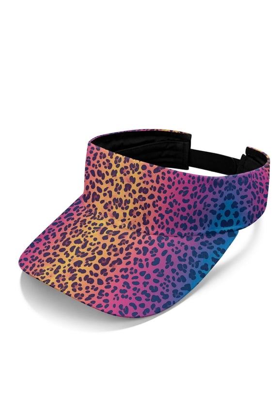Neon Leopard Print UV Protection Sports Sun Shade Visor Hat, Polyester Fabric Open Top Sun Visor Hat Lightweight Sun Visor Cap for Men