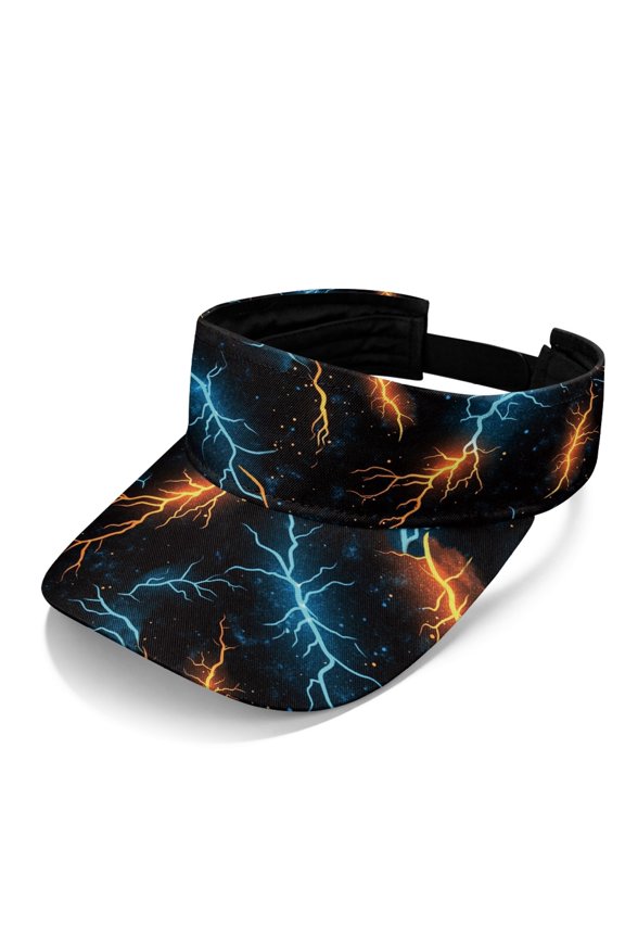 Neon Lightning Bolt Pattern Adjustable Sun Visor Hat, Polyester Fabric UV Protection Empty Top Visor Comfortable Open Top Visors for Women