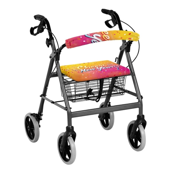 HELLHERO New Year Theme Rollator Walker Seat Covers Dust Proof Rollator Walker Seat Back Covers & Stain Proof for Elder with Comfortable Non-Slip Fit