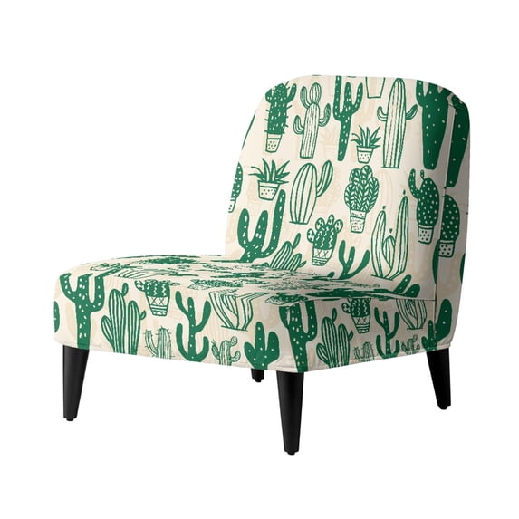 HELLHERO Non Slip Armless Accent Chair Cover Elastic Bottom Stain Protection Armless Accent Chair Protector for Vacation Home, Cactus