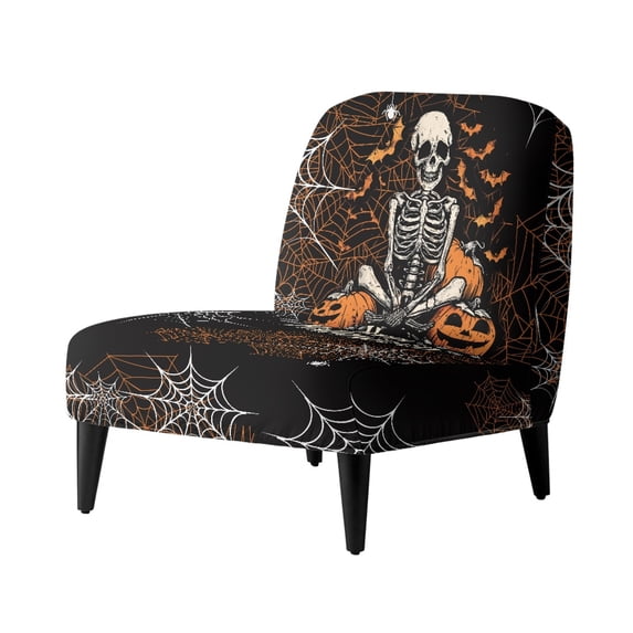 HELLHERO Non Slip Armless Accent Chair Protector Friendly for Pets Dustproof Armless Accent Chair Cover for Dining Room, Spiderweb Skeleton Halloween