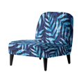 thumbnail image 1 of HELLHERO Non Slip Armless Accent Chair Protector for Hotel, Stain Protection Armless Accent Chair Cover, Blue Palm Leaf Print, 1 of 8