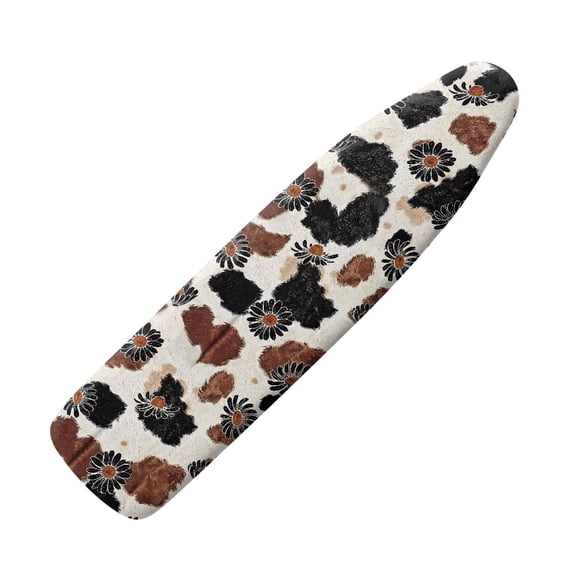 HELLHERO Non-Slip Ironing Board Protector Cover 3 Fasteners Soft Protector Polyester Fiber Fabric 15"x54", Daisy and Cow Print Pattern