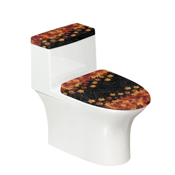 HELLHERO Non Slip Toilet Lid Dust Cover Polyester Fabric Toilet Lid Cover Autumn Leaves