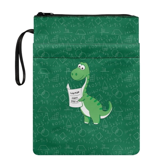 HELLHERO Notebook Wraps, 1pcs Polyester Handle Easy Carry Book Case for Journal, 8.66 x 11.42, Dinosaur Custom Name Pouch