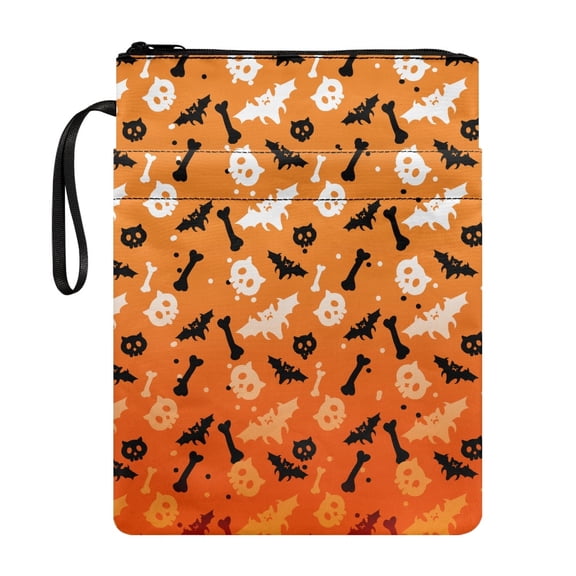 HELLHERO Notebook Wraps Retro Reusable with Zipper Polyester Fabric Book Storage Bag Pocket for Bible or Book Books Lovers 8.66 x 11.42 Halloween Skeleton