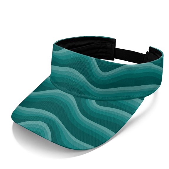 HELLHERO Ocean Wave Texture Sun Visor Cap, Adjustable Sun Protection Empty Top Cap Polyester Fabric Adjustable Strap UV Protection Sun Visor Hat for Running
