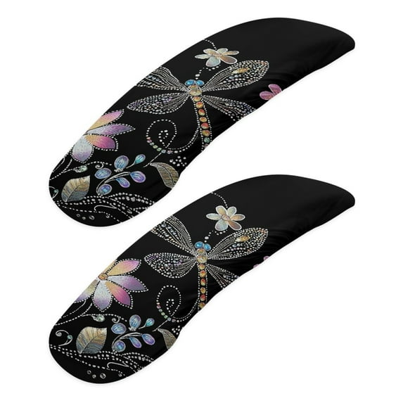 HELLHERO Office Chair Armrest Cover 2 Pcs, Flower Dragonfly Print Desk Chairs Arm Rest Cover, Stretchable Elastic Gaming Chair Armrest Slipcover Washable