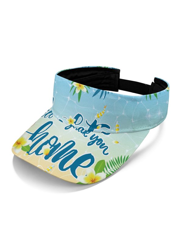 Open Top Sun Visor with Tropical Floral Print, UV Protection Sun Visor Hat for Summer Tennis and Outdoor Activities