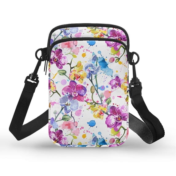 HELLHERO Orchid Watercolor Art with Adjustable Strap Women Messenger Bag with Shoulder Strap for Daily Commute or Casual Outings