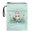 thumbnail image 1 of HELLHERO Otter Lotus Leaf Design Bible Covers with Lightweight Polyester Fabric Book Sleeve Protector with Zipper for Class Office Pocket Bible Carrying Case, 1 of 6