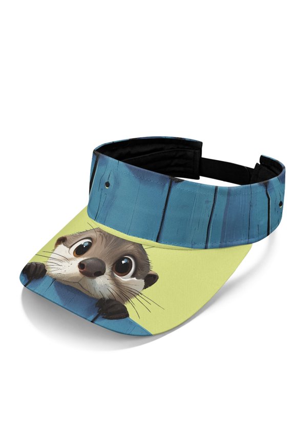 Otter Pattern Sun Visor Cap for Men, Polyester Fabric Empty Top Adjustable Strap Sun Visor Hat for Outdoor Sports Tennis Running