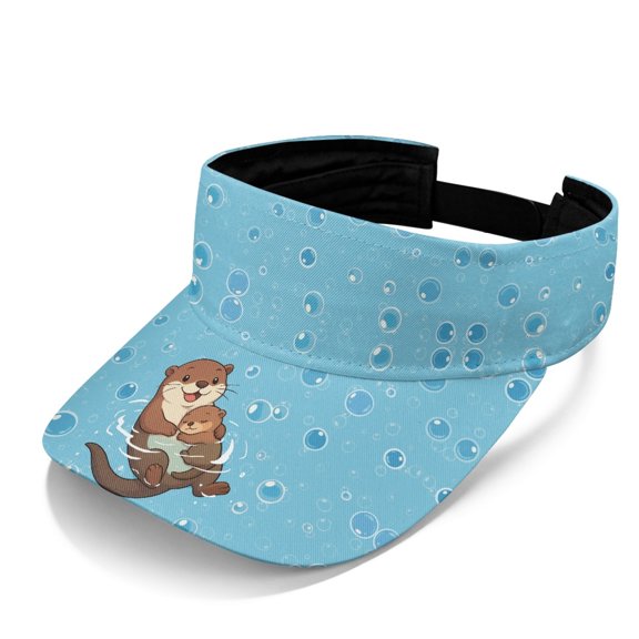 HELLHERO Otter Sun Visor Hat for Women, Polyester Fabric Adjustable Strap Open Top Sun Visor Cap for Beach Running Golf