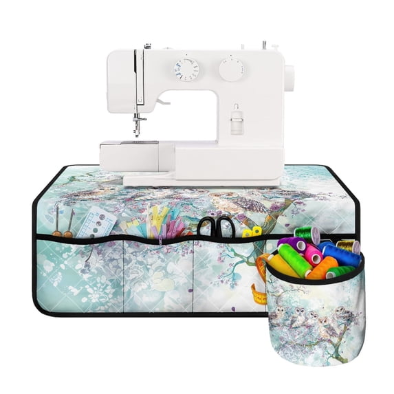 HELLHERO Owls on Blooming Branch Sewing Machine Mat Beautiful & Practical Fusion Lightweight Dustproof Protective Mat for Friend Family Gift Sewing Classes