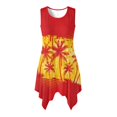 thumbnail image 1 of HELLHERO Palm Sunset Pleated Sundress, Crew Neck Summer Sleeveless Dress Side Pockets Asymmetric Asymmetric Beach Skirt, 1 of 8