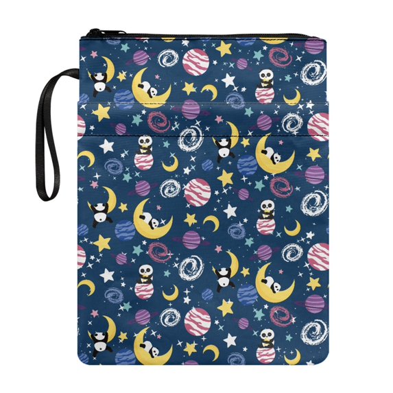 HELLHERO Panda Planet Pattern 1pcs Classic Book Cover Sleeve Pouch 11.42 x 8.66 Inch Polyester Fabric Bible Cover Case Protector Wrap Bag