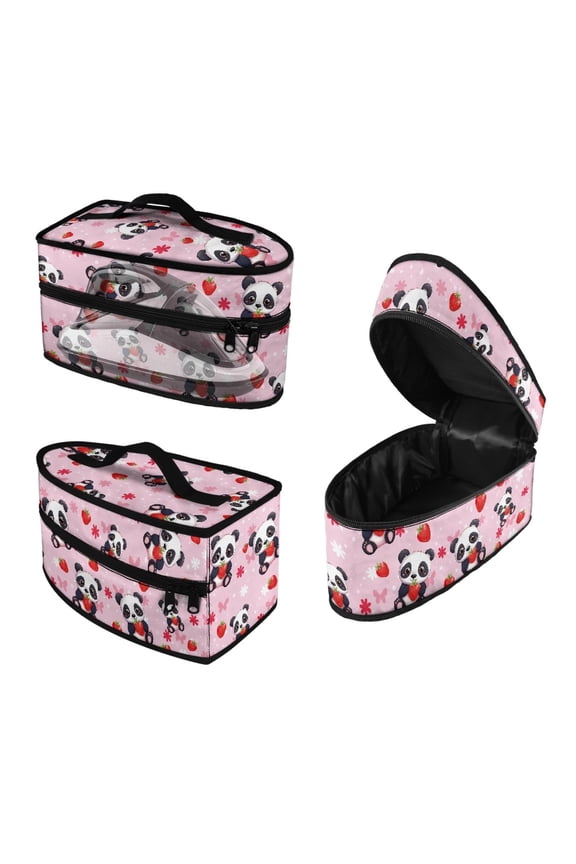 Panda Strawberry Pattern Handheld Travel Iron Case Polyester (11.8x6.69x5.5 In), Bag Only