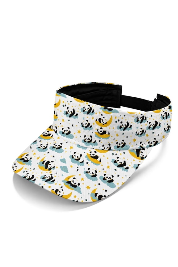 Panda Sun Visor Cap, Breathable Visor Hat Polyester Fabric Adjustable Empty Top Design Sun Visor Hat for Jogging