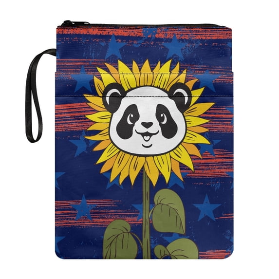 HELLHERO Panda Sunflower Design Book Sleeve, 1 pc Polyester Lightweight Book Carrying Case for Hardcover Notebook Bible Journal, 11.42 x 8.66 Inch