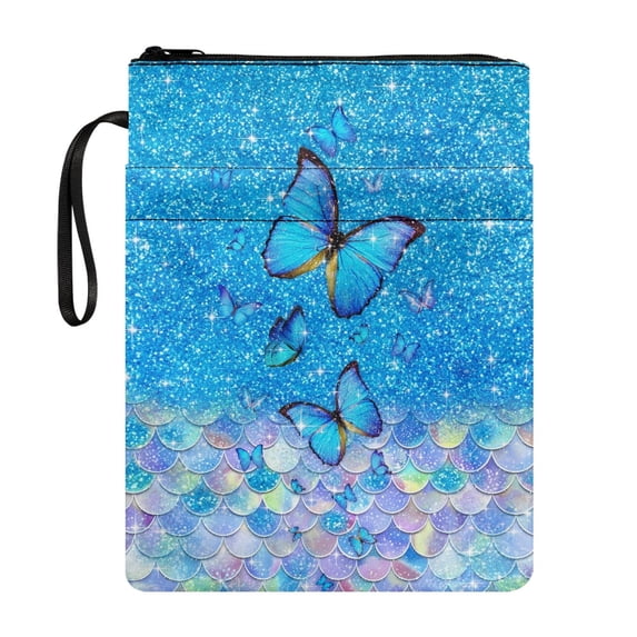 HELLHERO Paperback Book Cover for Men, 8.66 x 11.42 Book Organzier Holder with Zipper, Hardcover Notebook Journal Textbooks Paperbacks Butterfly for Reader