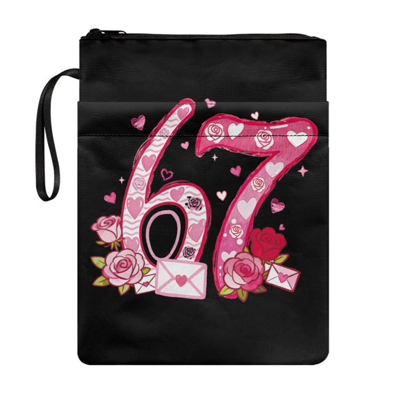 HELLHERO Paperback Book Cover Polyester Book Cover Carrying Case Book Organzoer Holder with Lightweight Book Sleeve Cover Book Carrying Case, 8.66 x 11.42, 67 with Hearts & Roses