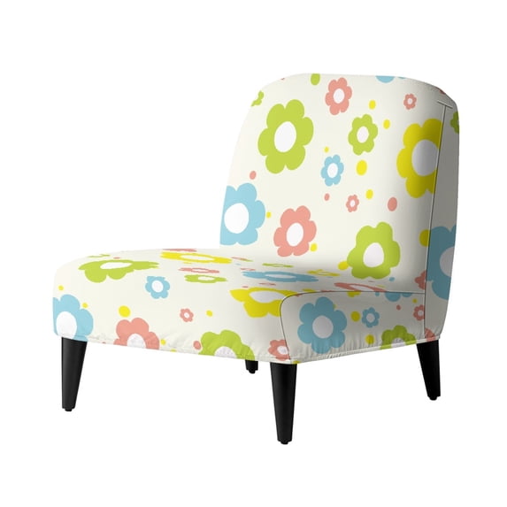HELLHERO Pastel Floral Print Elastic Armless Accent Chair Protector with Anti Stain, Decorations Armless Chair Slipcover