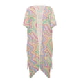 thumbnail image 1 of HELLHERO Pastel Psychedelic Swirl Kimono Cover Up - Lightweight Breathable Beachwear for Summer Vacations, Pool Parties & Tropical Getaways, 1 of 6