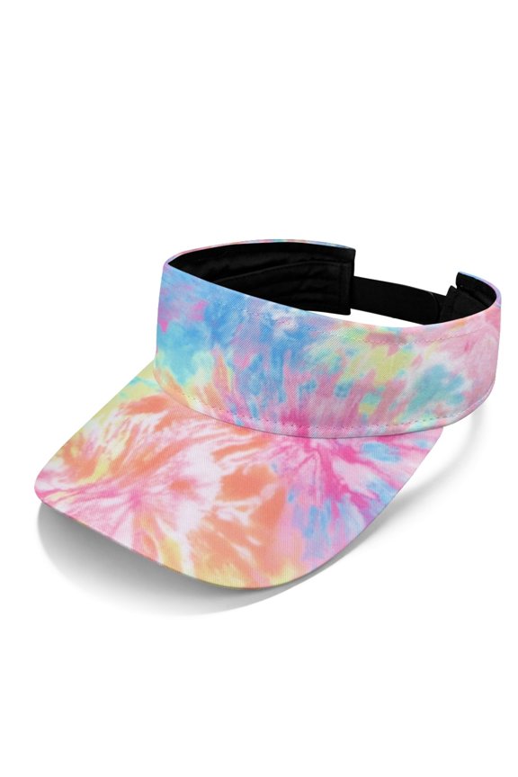 Pastel Tie-Dye Adjustable Sun Visor Cap for Summer Golf, Lightweight Comfortable Sun Visor Hat, Polyester Fabric Breathable Sun Visor Hat