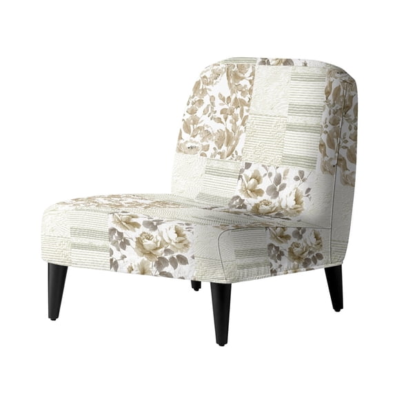 HELLHERO Patchwork Floral Design Slipper Chair Protector, Decorations Dustproof Armless Accent Chair Protector for Hotel Living Dining Room