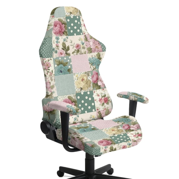 HELLHERO Patchwork Floral Pattern Gaming Chair Covers Slipcovers with Arms, 4 Pack Stretch Fit Non Slip Gamer Chair Protector with Armrest Covers for Living Room Shop